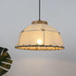 Rustic Beige Fabric Ceiling Pendant Light with Wooden Top, 14"/16"/18" Wide