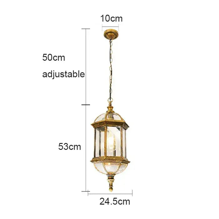 Brass-finished rustic outdoor hanging lantern light with clear glass panels and decorative chain for patio decorbites black rustic