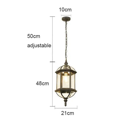 Antique bronze-finished rustic outdoor hanging lantern with clear glass panels and 50cm adjustable chain by decorbites black rustic