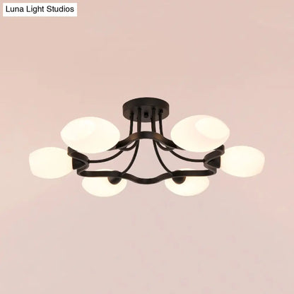 DecorBites™ DecorBites™ Rustic Black Opal Ball Glass Ceiling Mount Chandelier - 4/6 Lights Flower Semi Flush Mount