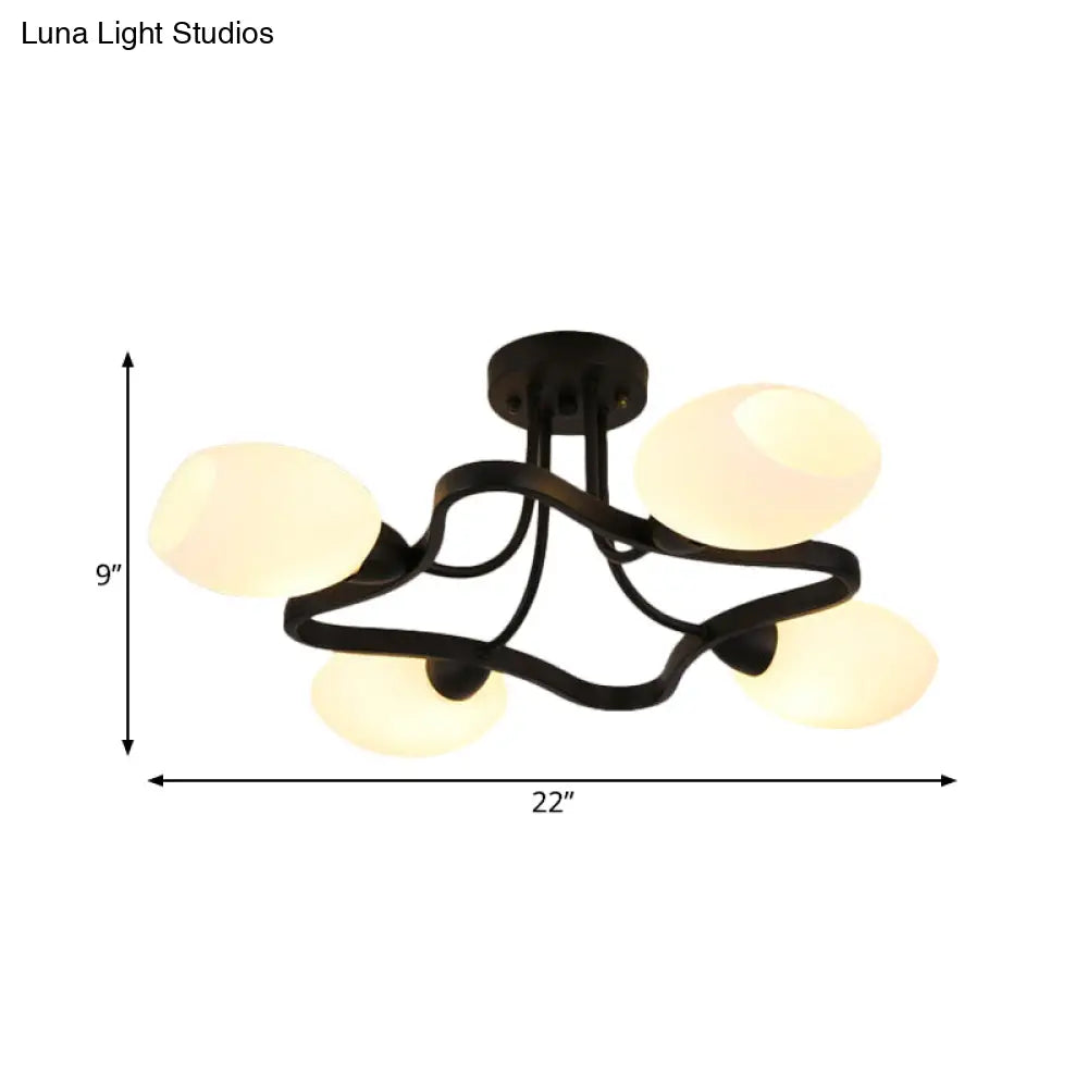 DecorBites™ DecorBites™ Rustic Black Opal Ball Glass Ceiling Mount Chandelier - 4/6 Lights Flower Semi Flush Mount