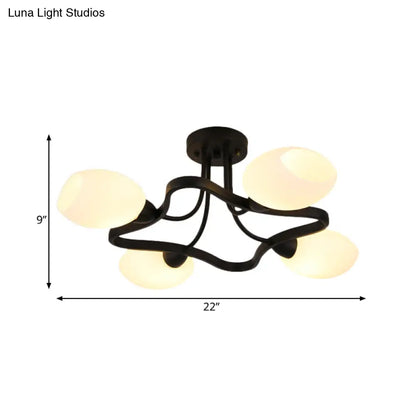 DecorBites™ DecorBites™ Rustic Black Opal Ball Glass Ceiling Mount Chandelier - 4/6 Lights Flower Semi Flush Mount