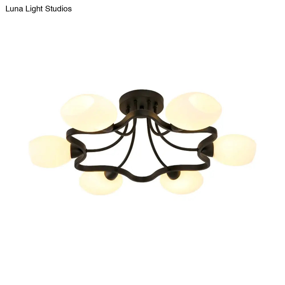 DecorBites™ DecorBites™ Rustic Black Opal Ball Glass Ceiling Mount Chandelier - 4/6 Lights Flower Semi Flush Mount