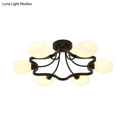 DecorBites™ DecorBites™ Rustic Black Opal Ball Glass Ceiling Mount Chandelier - 4/6 Lights Flower Semi Flush Mount