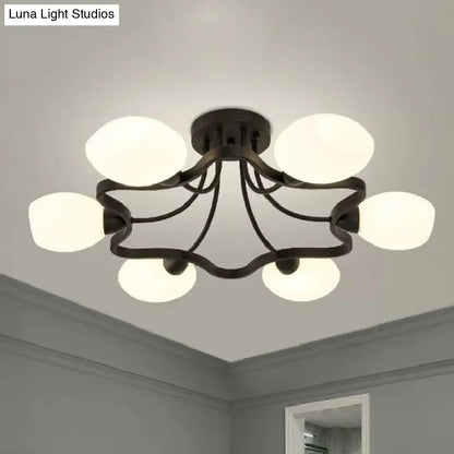 DecorBites™ DecorBites™ Rustic Black Opal Ball Glass Ceiling Mount Chandelier - 4/6 Lights Flower Semi Flush Mount