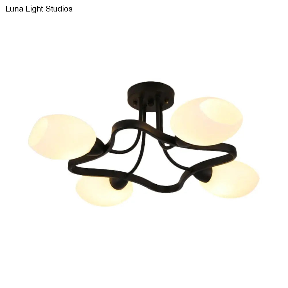 DecorBites™ DecorBites™ Rustic Black Opal Ball Glass Ceiling Mount Chandelier - 4/6 Lights Flower Semi Flush Mount