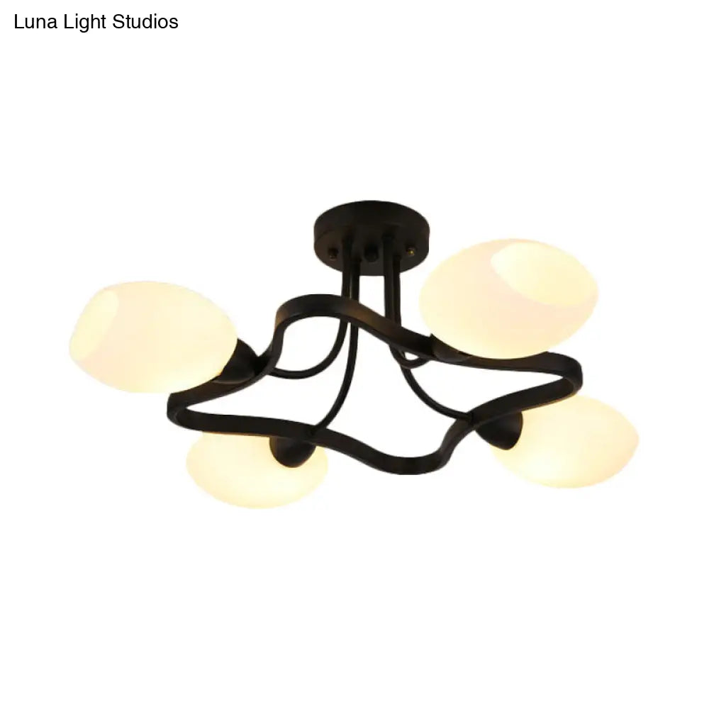 DecorBites™ DecorBites™ Rustic Black Opal Ball Glass Ceiling Mount Chandelier - 4/6 Lights Flower Semi Flush Mount