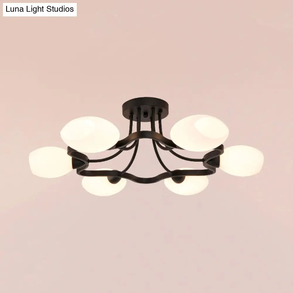 DecorBites™ DecorBites™ Rustic Black Opal Ball Glass Ceiling Mount Chandelier - 4/6 Lights Flower Semi Flush Mount