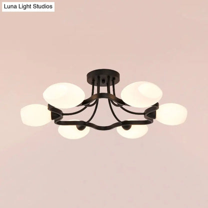 DecorBites™ DecorBites™ Rustic Black Opal Ball Glass Ceiling Mount Chandelier - 4/6 Lights Flower Semi Flush Mount