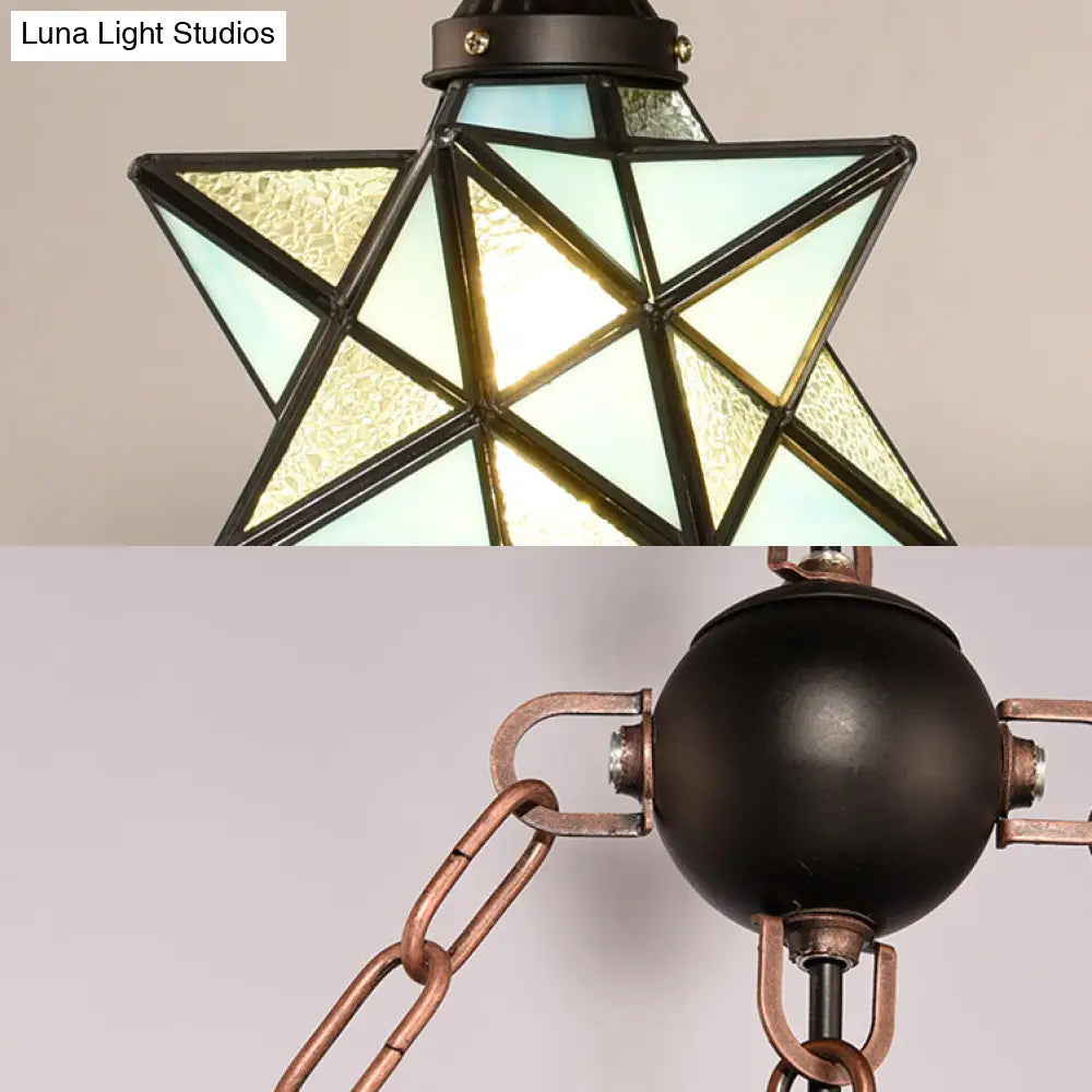 Lámpara de araña colgante DecorBites™ Rustic Black Star - Pantallas de cristal ajustables con cadena metálica fija - 3 luces