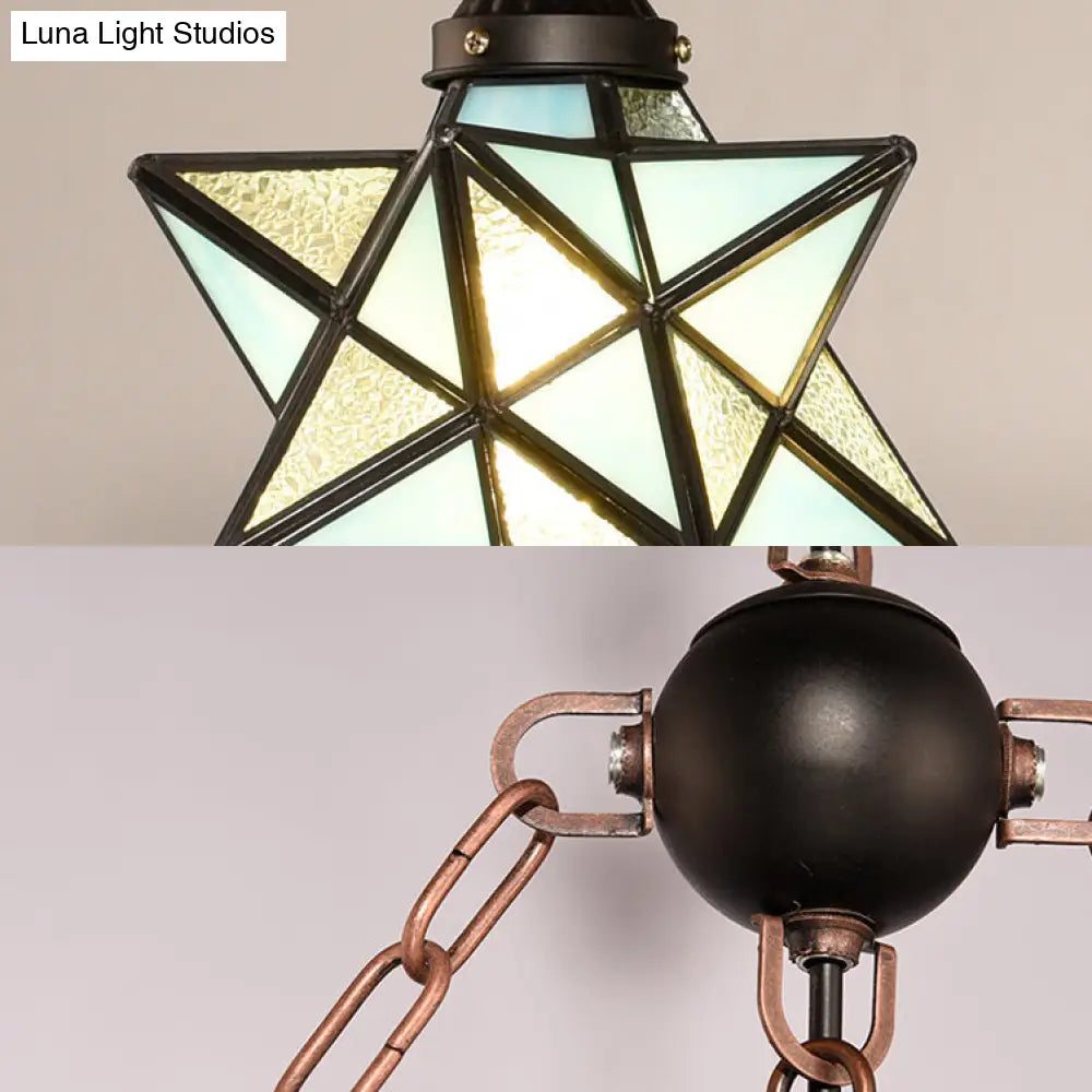 Lámpara de araña colgante DecorBites™ Rustic Black Star - Pantallas de cristal ajustables con cadena metálica fija - 3 luces