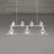 Decorbites rustic black island pendant lamp with white bird-themed design clear glass shades and metal frame for kitchen lighting