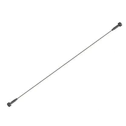 Rustic black and white steel wall lamp strip with black bicycle brake cable and metallic ends for aisle brick decor