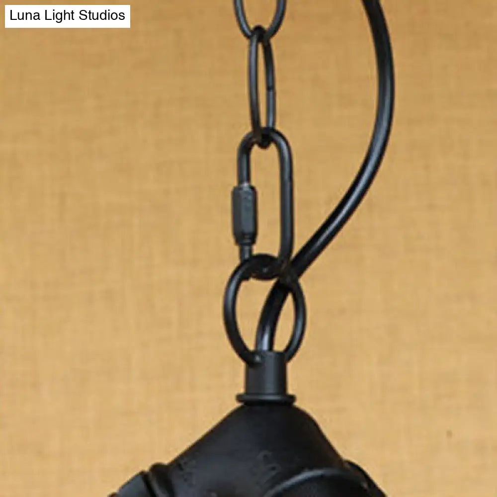 Rustic Blue/Clear Glass Pendant Light Fixture with Chain - Stylish 3 Bulbs Bottle Chandelier Lamp for Restaurants