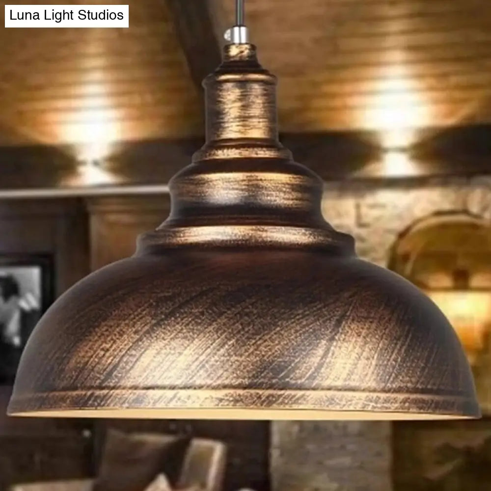 Rustic Bowl Shade Metallic Drop Pendant Ceiling Light for Dining Room