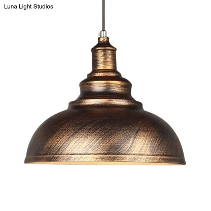 Rustic Bowl Shade Metallic Drop Pendant Ceiling Light for Dining Room