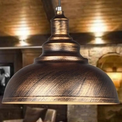 Rustic Bowl Shade Metallic Drop Pendant Ceiling Light for Dining Room