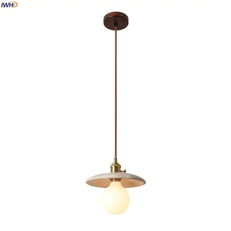 Rustic brass and ceramic glass ball led pendant light with off-white shade and warm brass canopy for dining room decorbites glass ball