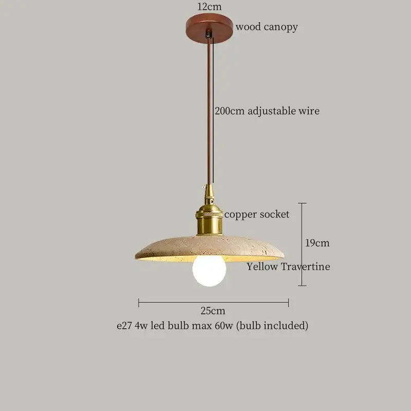 Rustic brass and ceramic glass ball led pendant light with yellow travertine shade and adjustable 200cm wire for dining room decorbites glass ball