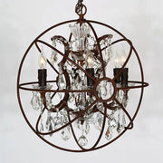 Rustic bronze crystal earth birdcage chandelier with intricate wireframe and crystal droplets for dining room decorbites crystal earth