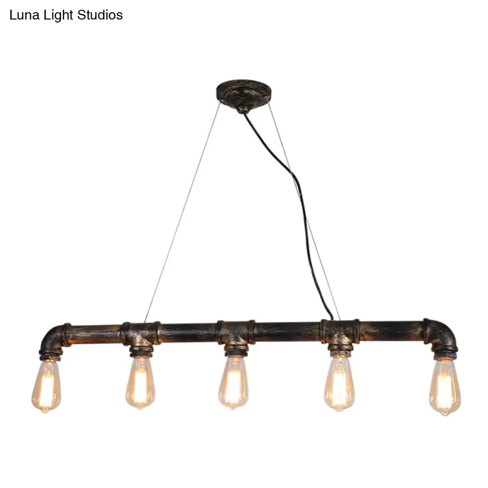 DecorBites™ Rustic Bronze Island Pendant Light: Plumbing Pipe Iron Ceiling Lighting for Living Room