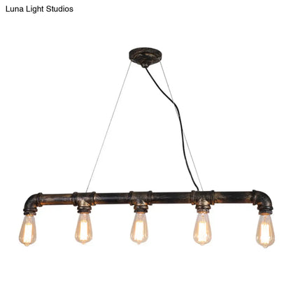 DecorBites™ Rustic Bronze Island Pendant Light: Plumbing Pipe Iron Ceiling Lighting for Living Room
