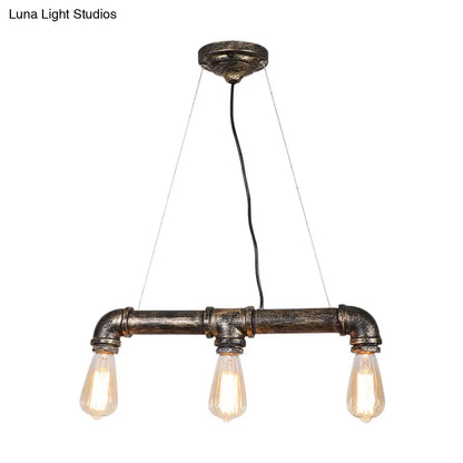DecorBites™ Rustic Bronze Island Pendant Light: Plumbing Pipe Iron Ceiling Lighting for Living Room