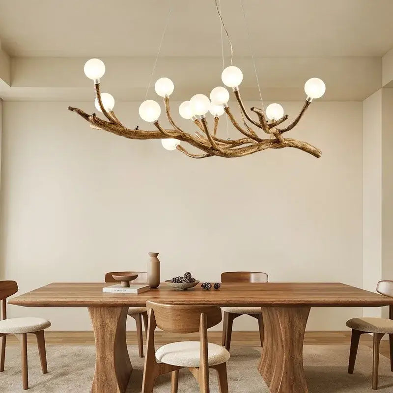 Rustic brown branch glass bubble chandelier with frosted glass globe bulbs for dining room decorbites glass bubble lighting