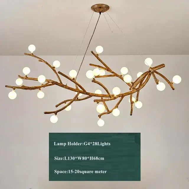 Rustic brown branch glass bubble chandelier dining room light with a rustic bronze finish and multiple white globe lights