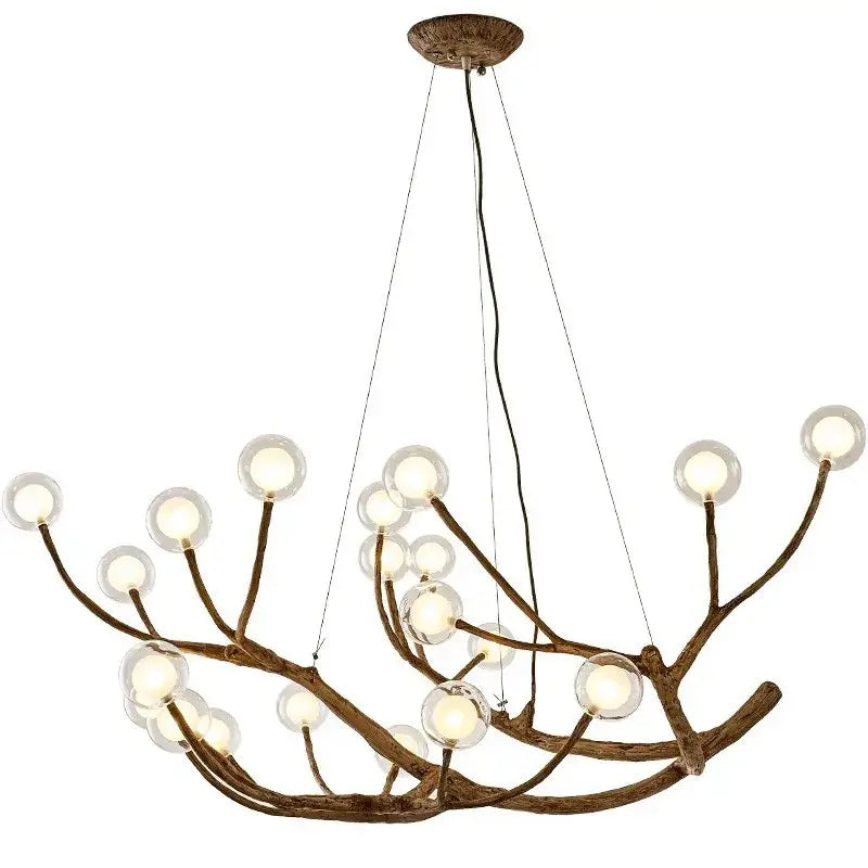 Rustic brown branch glass bubble chandelier with multiple clear globe bulbs for dining room decorbites glass bubble
