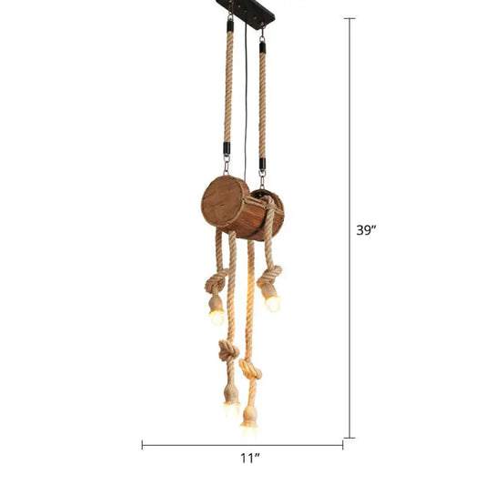 Lámpara colgante rústica marrón con bombilla desnuda - Lámpara de suspensión para restaurante con cable