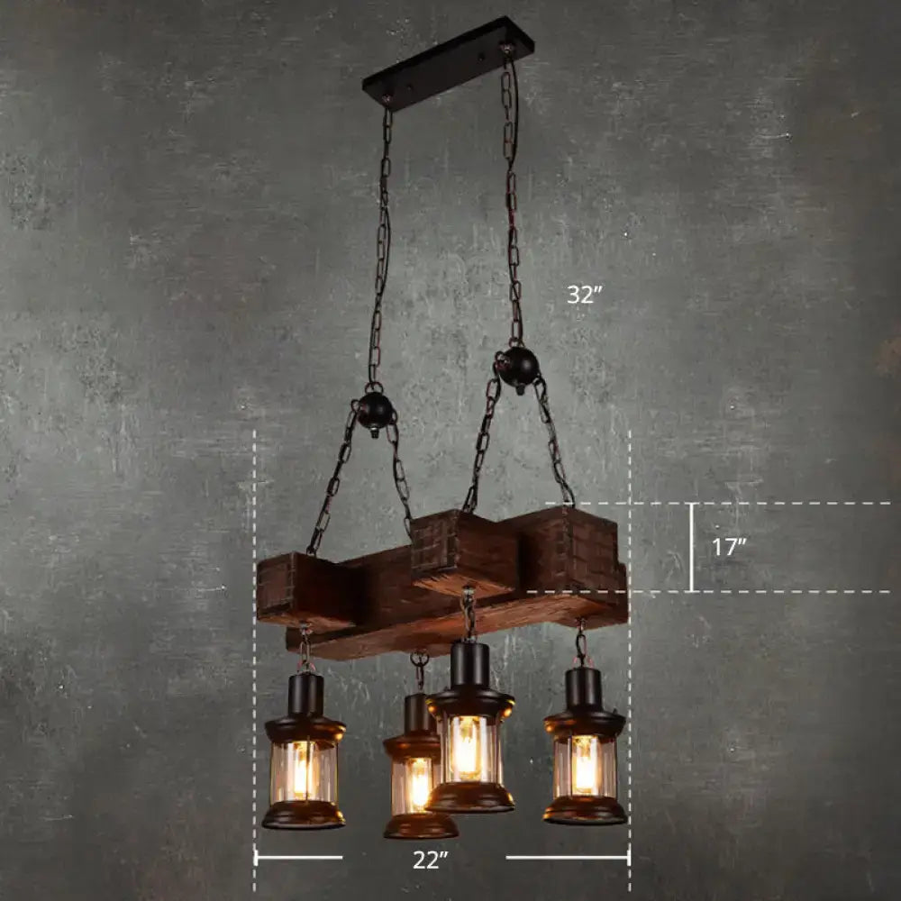Decorbites rustic wooden brown ceiling light lantern with dark wood beam and vintage lanterns for 220v-240v use