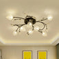 Rustic Clear Glass Sputnik Semi Flush Light with Crystal Deco - Black/Gold Finish