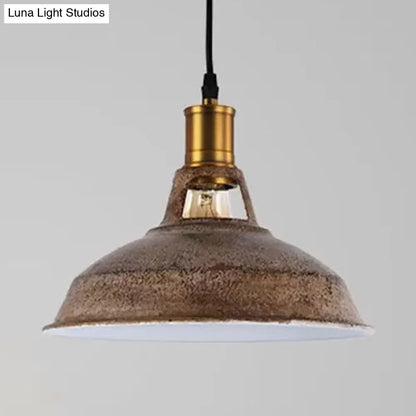 Rustic Copper/Beige/Rust/Gray Barn Pendant Light – Farmhouse-Wrought Iron 1-Light Fixture for Restaurants