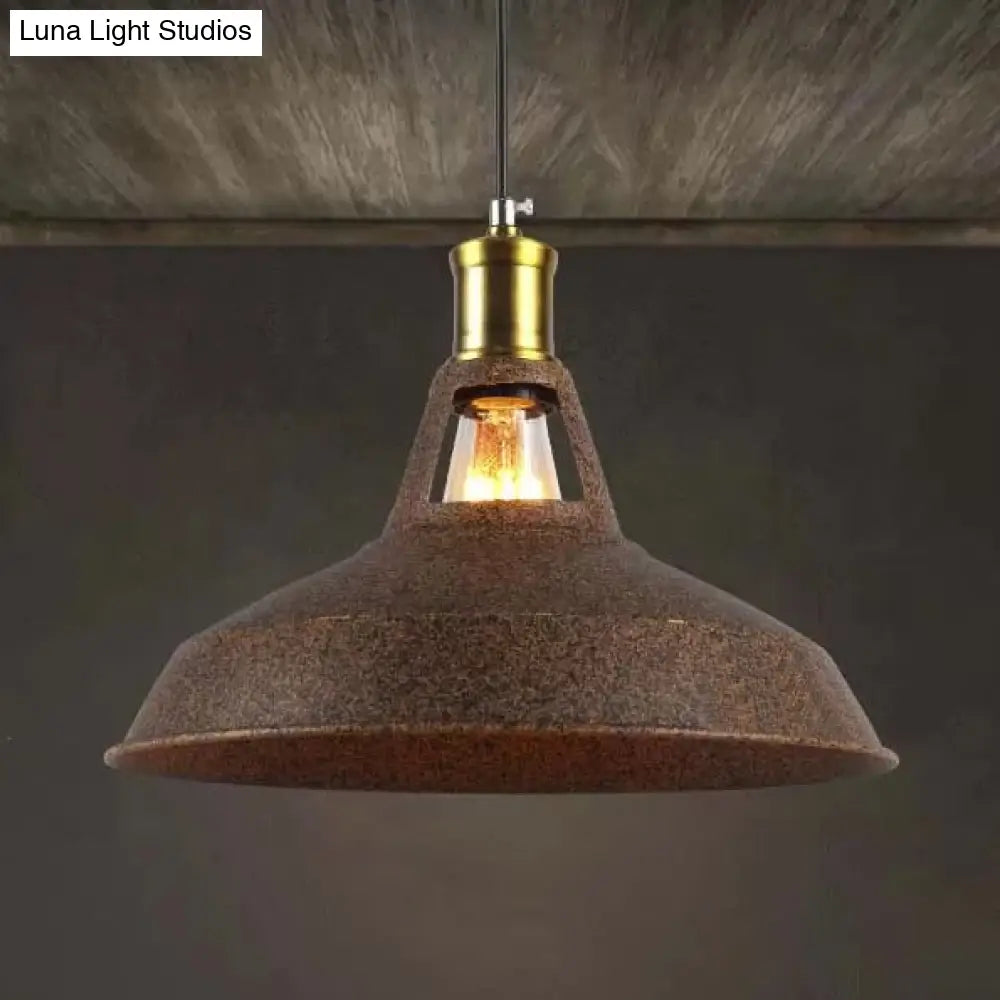 Rustic Copper/Beige/Rust/Gray Barn Pendant Light – Farmhouse-Wrought Iron 1-Light Fixture for Restaurants