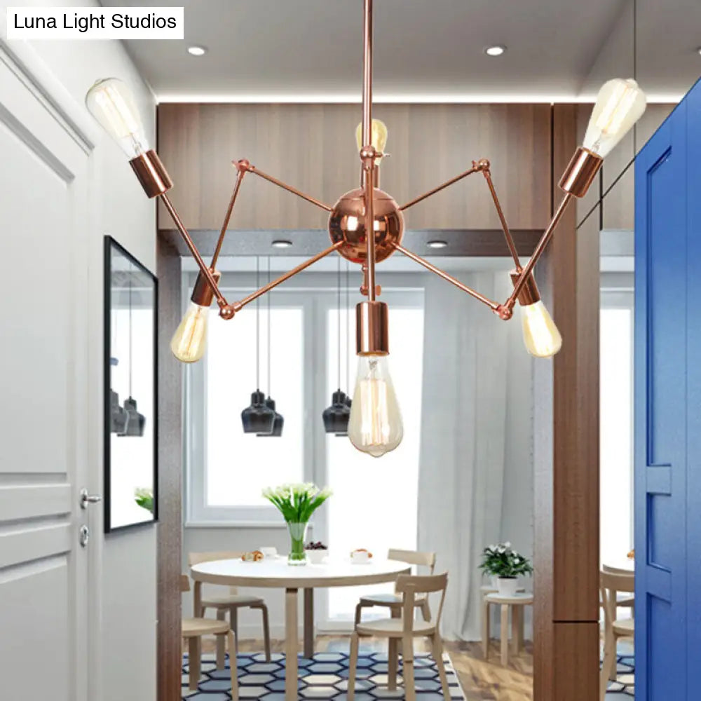 Rustic Copper Sputnik Pendant Chandelier - Indoor Light Fixture with 6/8/10 Lights
