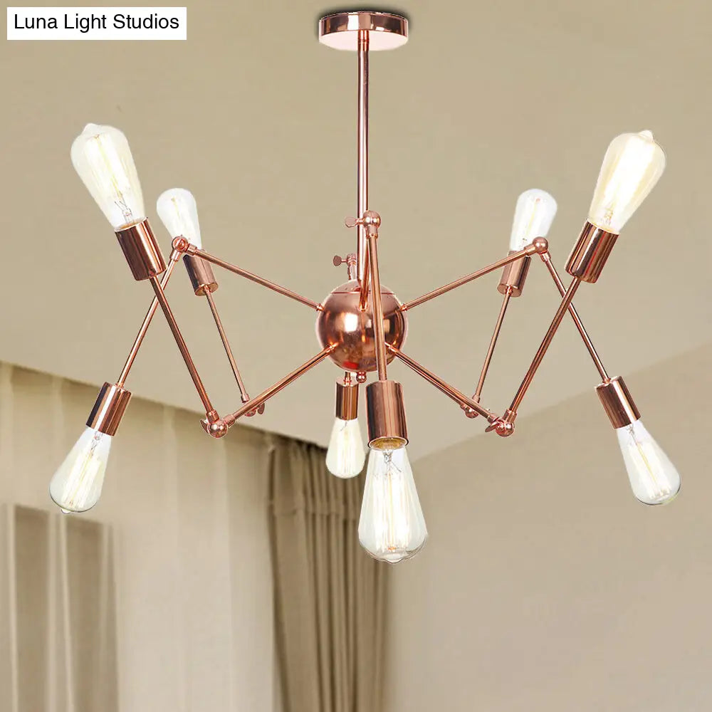 Rustic Copper Sputnik Pendant Chandelier - Indoor Light Fixture with 6/8/10 Lights