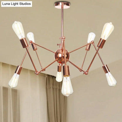 Rustic Copper Sputnik Pendant Chandelier - Indoor Light Fixture with 6/8/10 Lights