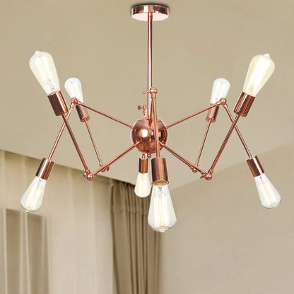 Rustic Copper Sputnik Pendant Chandelier - Indoor Light Fixture with 6/8/10 Lights