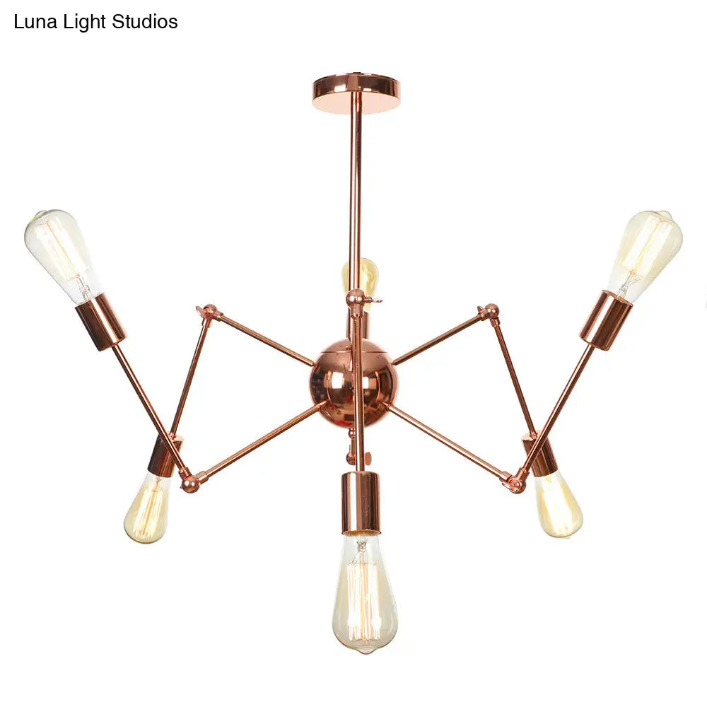 Rustic Copper Sputnik Pendant Chandelier - Indoor Light Fixture with 6/8/10 Lights