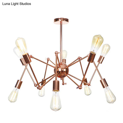 Rustic Copper Sputnik Pendant Chandelier - Indoor Light Fixture with 6/8/10 Lights