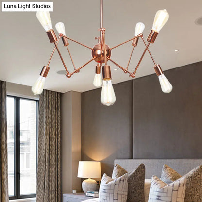 Rustic Copper Sputnik Pendant Chandelier - Indoor Light Fixture with 6/8/10 Lights