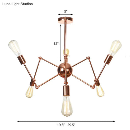 Rustic Copper Sputnik Pendant Chandelier - Indoor Light Fixture with 6/8/10 Lights