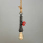 Rustic Country Hanging Lamp with Single-Bulb, Iron Pendant Light Fixture - Water Valve and Rope Deco - Black