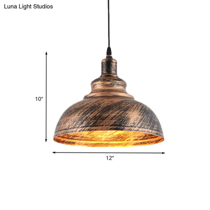 Rustic Countryside Barn Pendant Lamp - 1-Head, 12"/16" Wide Metallic Hanging Light Fixture for Restaurants