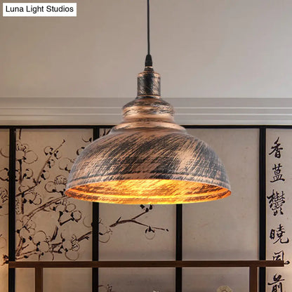 Rustic Countryside Barn Pendant Lamp - 1-Head, 12"/16" Wide Metallic Hanging Light Fixture for Restaurants