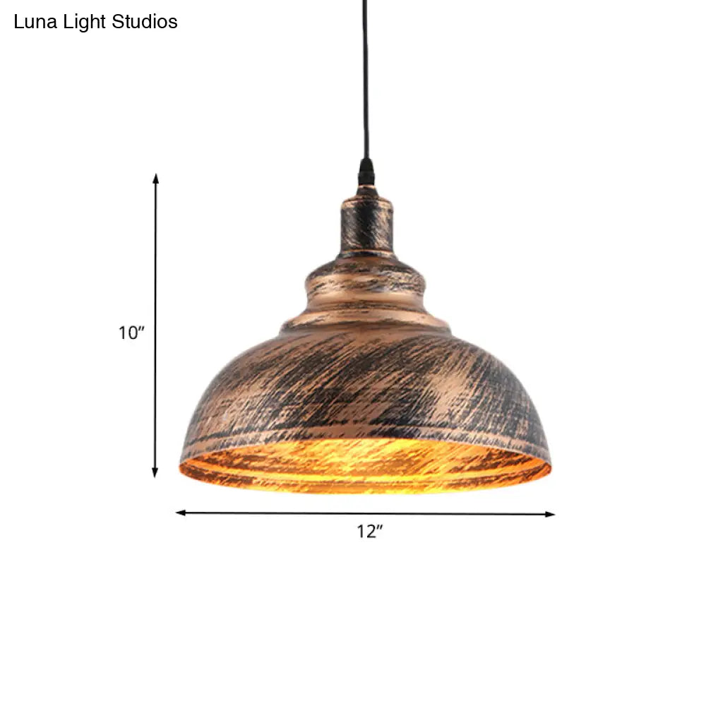 Rustic Countryside Barn Pendant Lamp - 1-Head, 12"/16" Wide Metallic Hanging Light Fixture for Restaurants