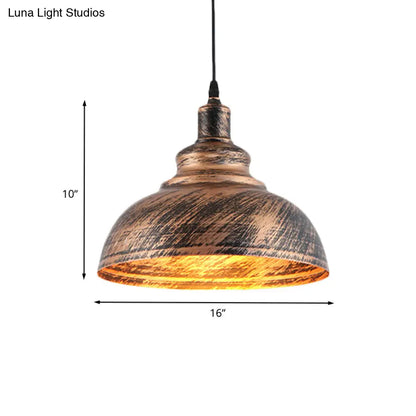 Rustic Countryside Barn Pendant Lamp - 1-Head, 12"/16" Wide Metallic Hanging Light Fixture for Restaurants