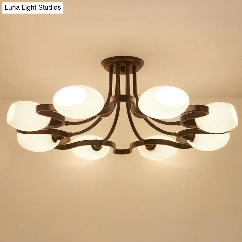 DecorBites™ DecorBites™ Rustic Cream Glass Semi-Flush Mount Chandelier - Stylish Black Lighting for Living Room