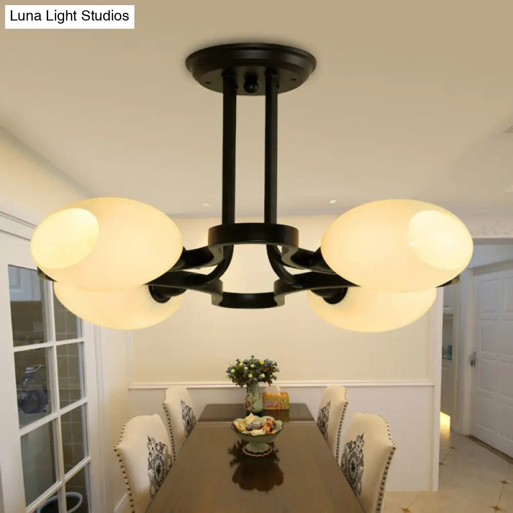 DecorBites™ DecorBites™ Rustic Cream Glass Semi-Flush Mount Chandelier - Stylish Black Lighting for Living Room